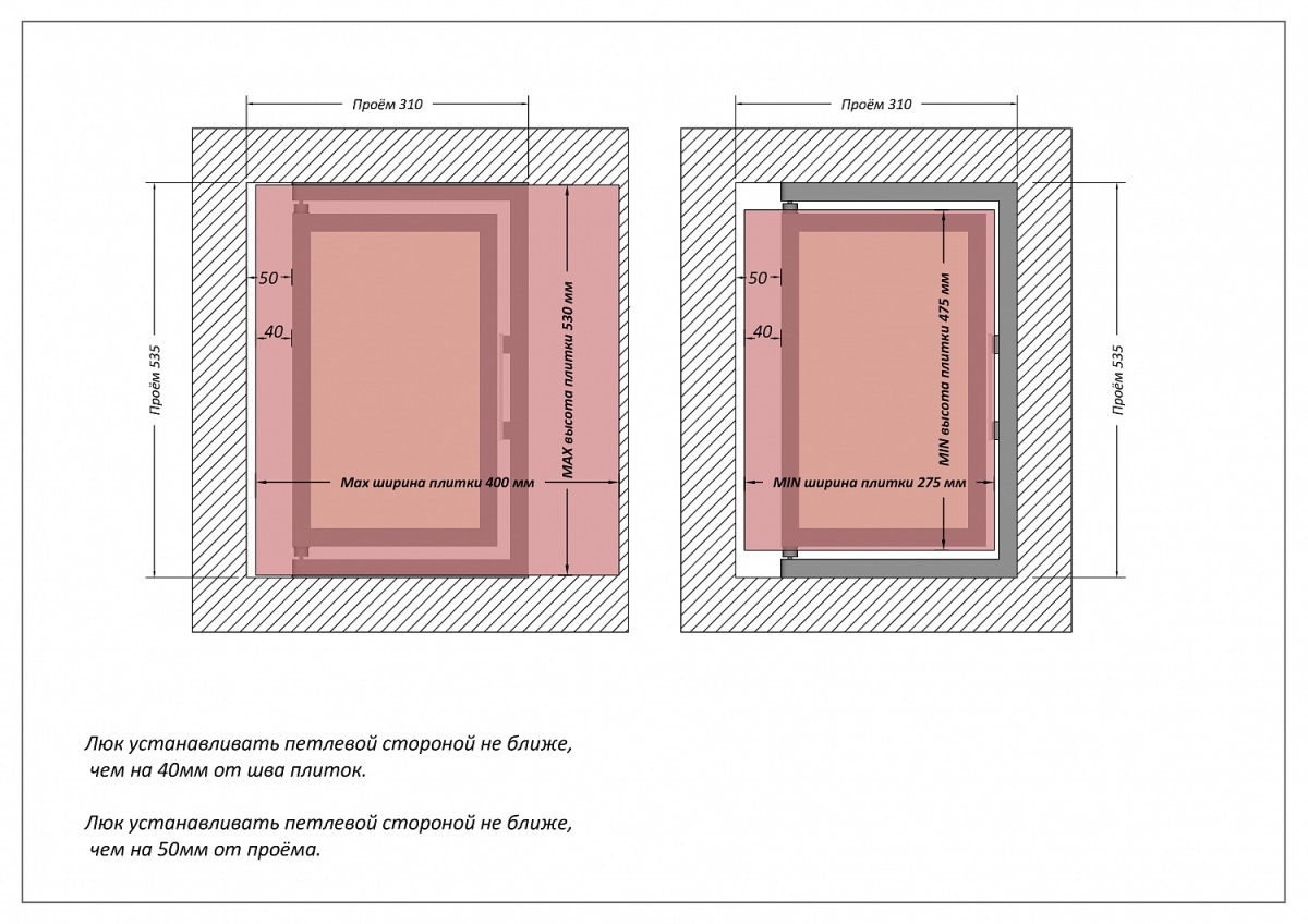 Люк одностворчатый Shagma 30х50 ревизионный под плитку ЛС300x500В 7 Люк одностворчатый Shagma 30х50 ревизионный под плитку ЛС300x500В — изображение 7