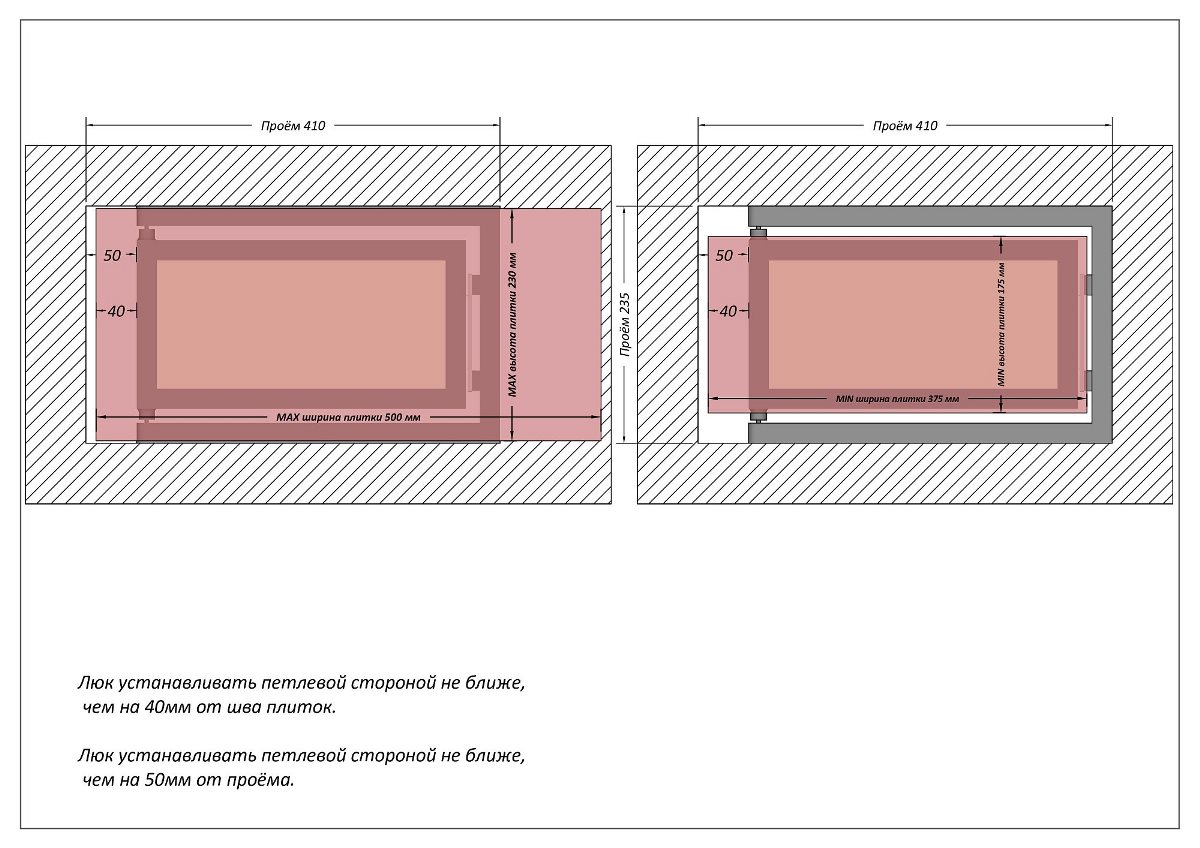 Люк одностворчатый Shagma 40х20 ревизионный под плитку ЛС400x200Г 7 Люк одностворчатый Shagma 40х20 ревизионный под плитку ЛС400x200Г — изображение 7