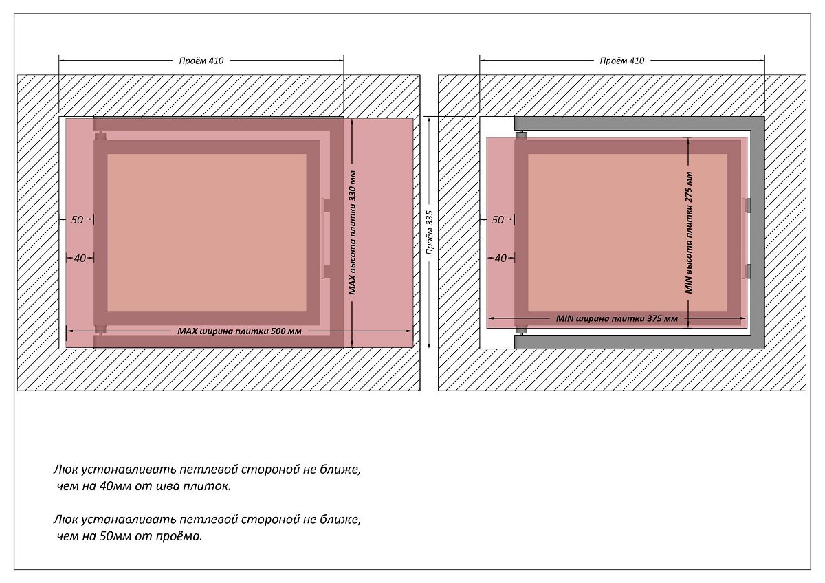 Люк одностворчатый Shagma 40х30 ревизионный под плитку ЛС400x300Г 7 Люк одностворчатый Shagma 40х30 ревизионный под плитку ЛС400x300Г — изображение 7